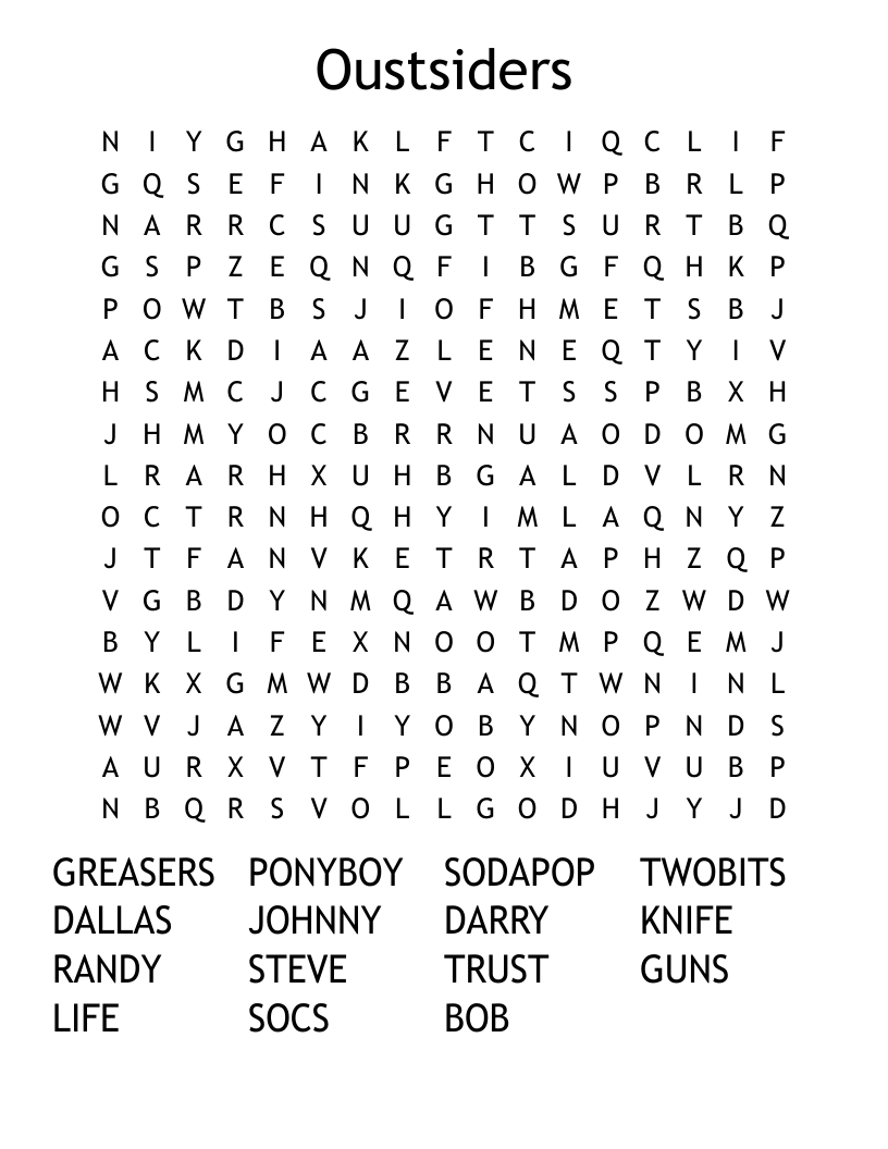 Oustsiders Word Search