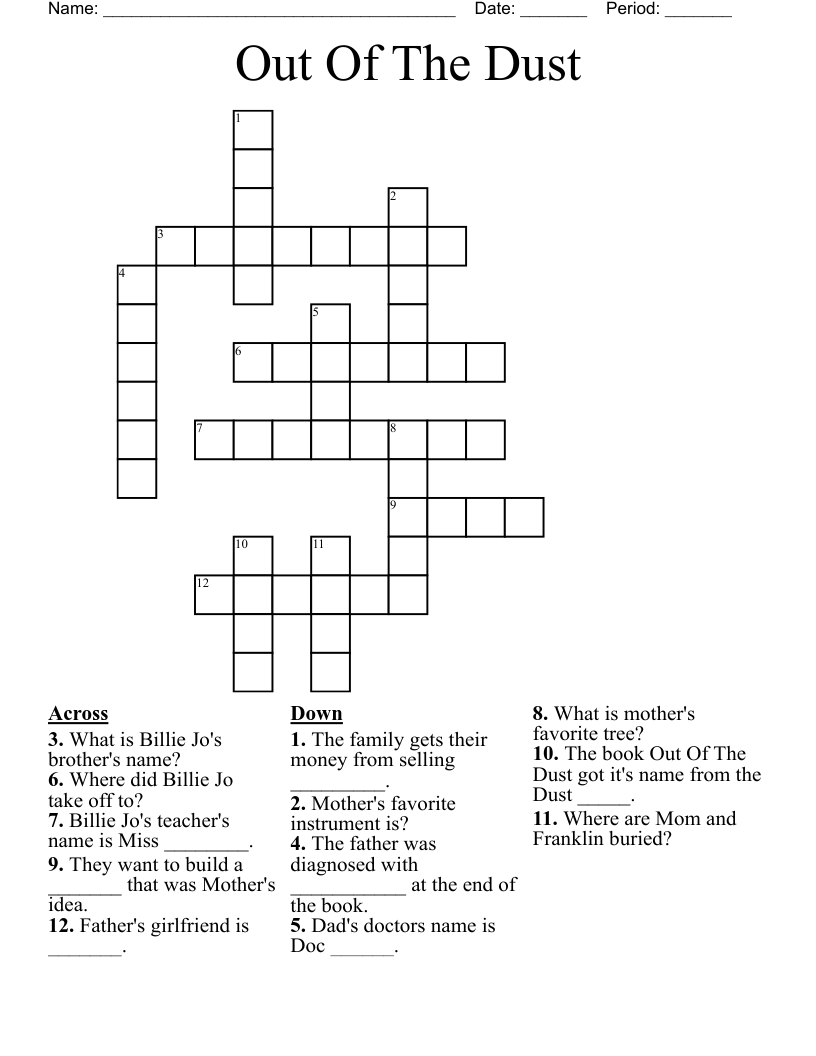 Out Of The Dust Crossword