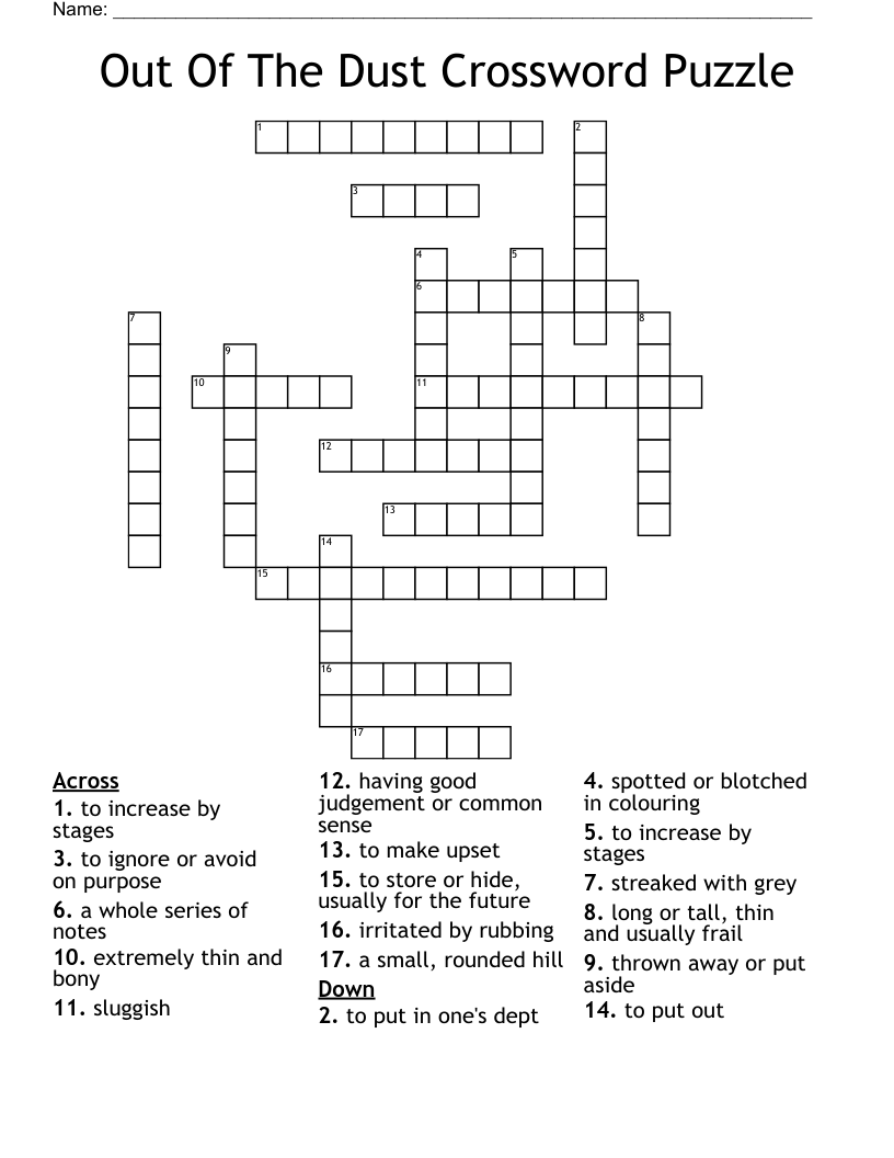 Out Of The Dust Crossword Puzzle 