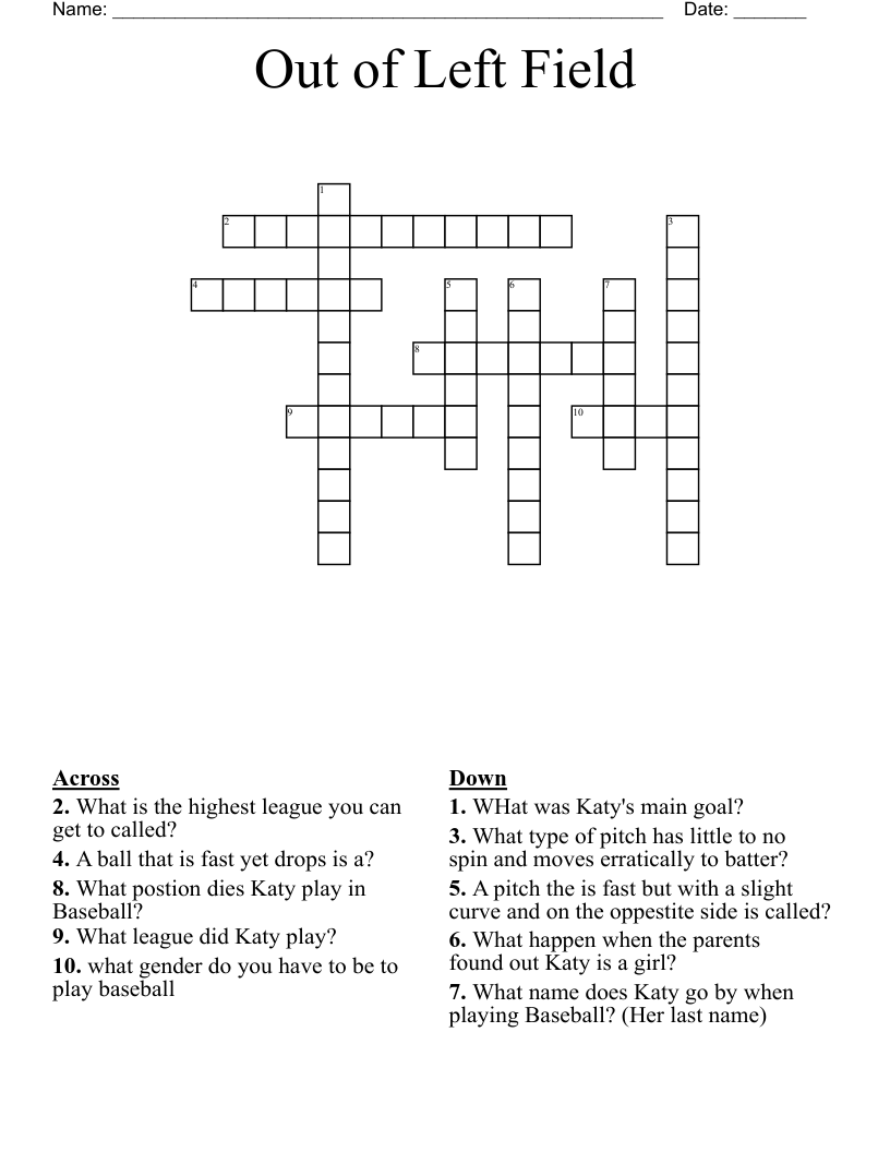 Out of Left Field  Crossword