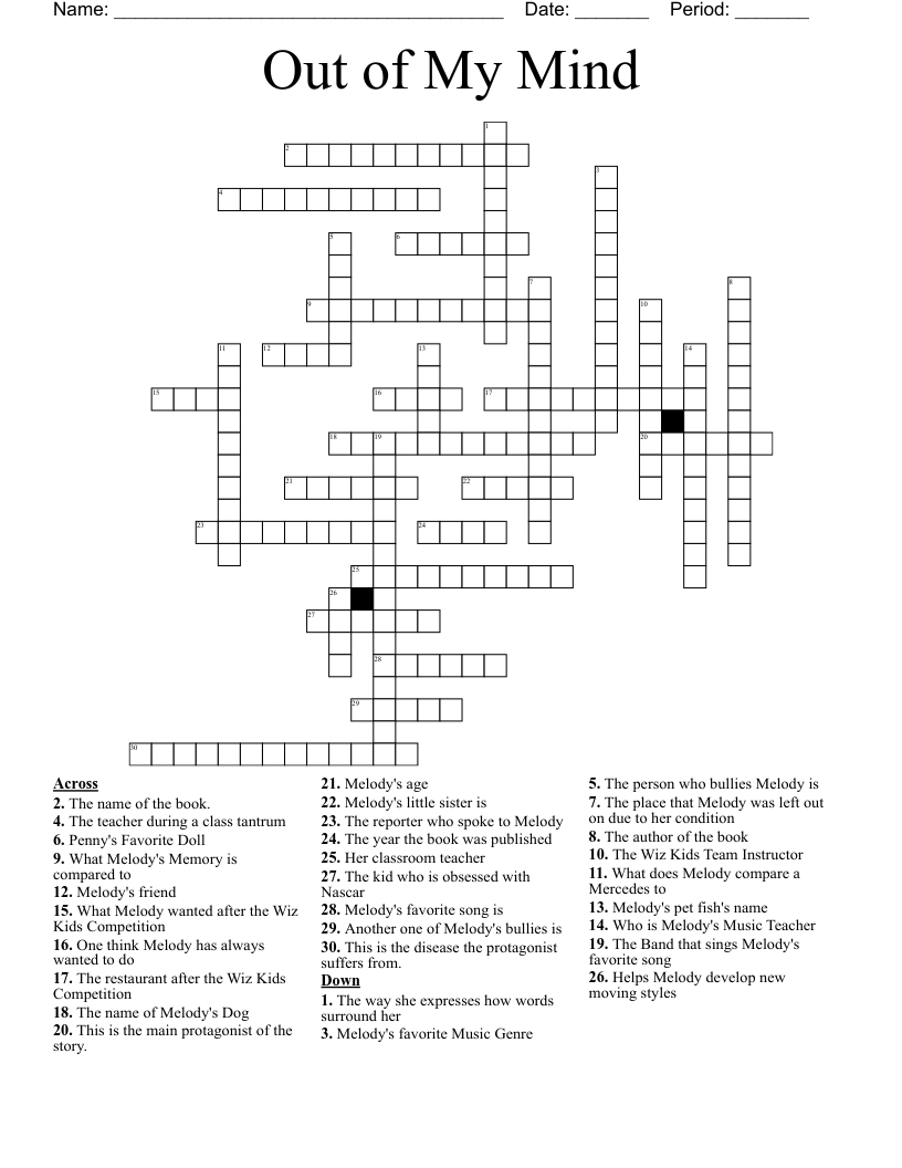 Out of My Mind Crossword