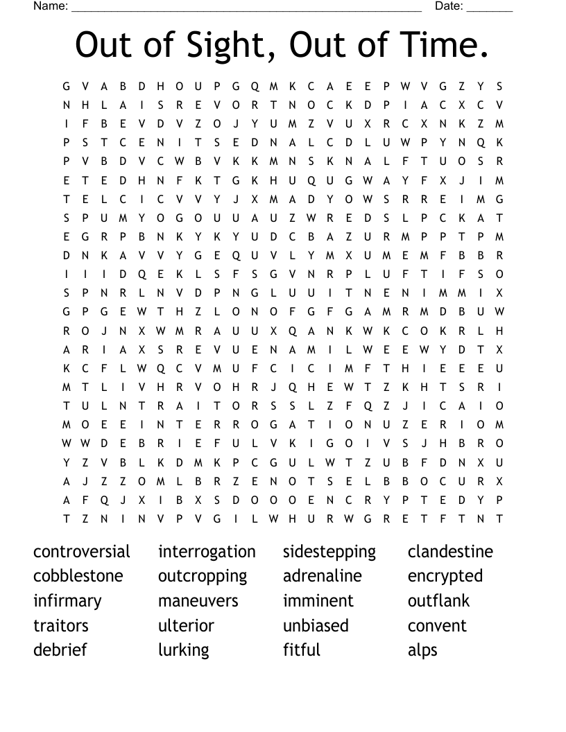 Out of Sight, Out of Time. Word Search