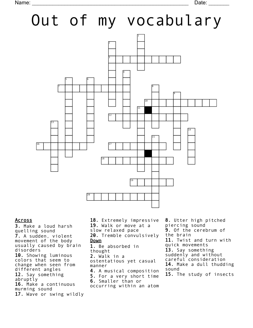 Out of my vocabulary  Crossword