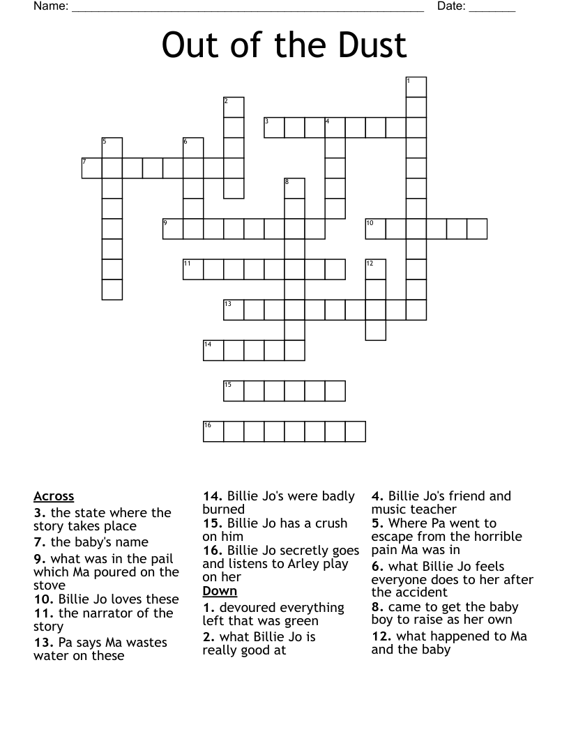 Out of the Dust Crossword