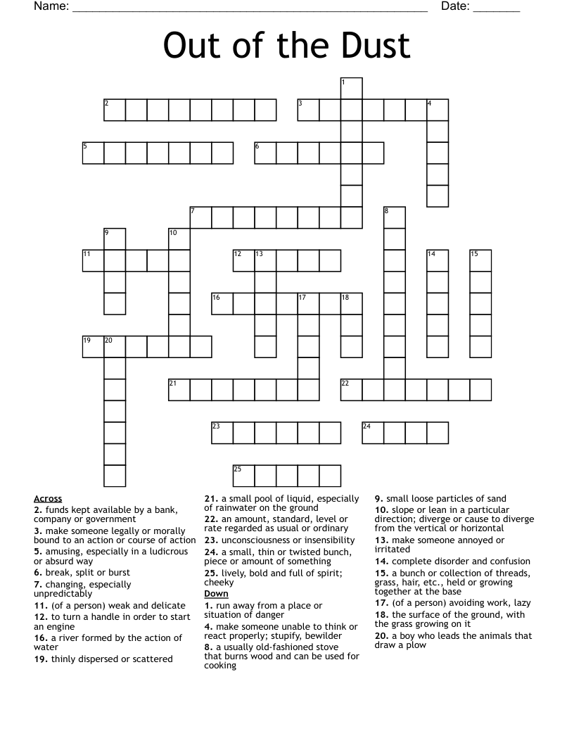 Out of the Dust Crossword