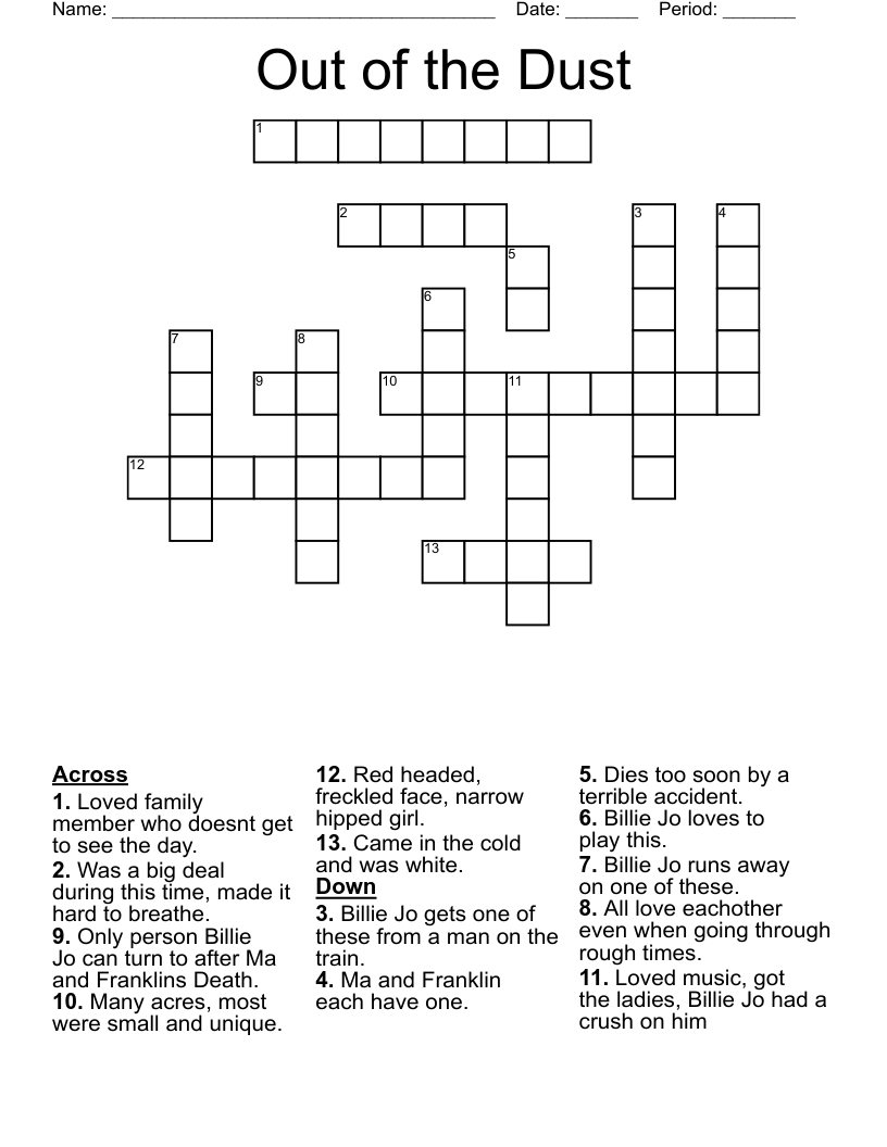 Out of the Dust Crossword