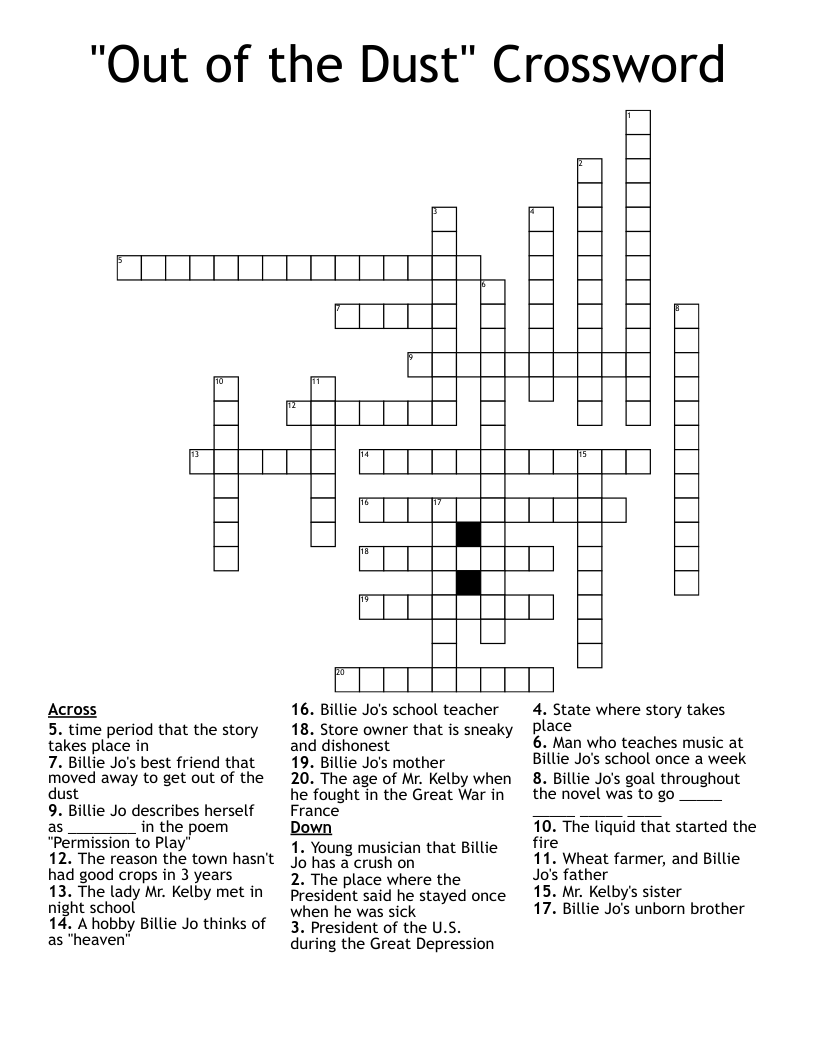 "Out of the Dust" Crossword