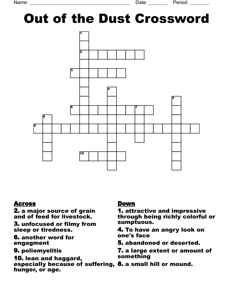 Out of the Dust Crossword