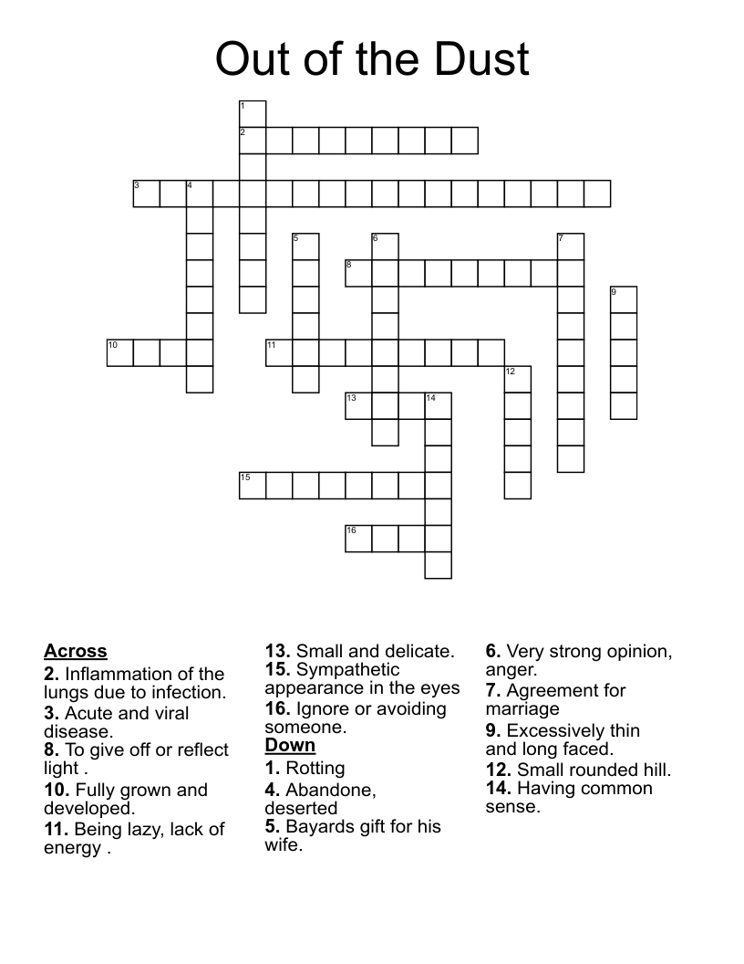 Out of the Dust  Crossword