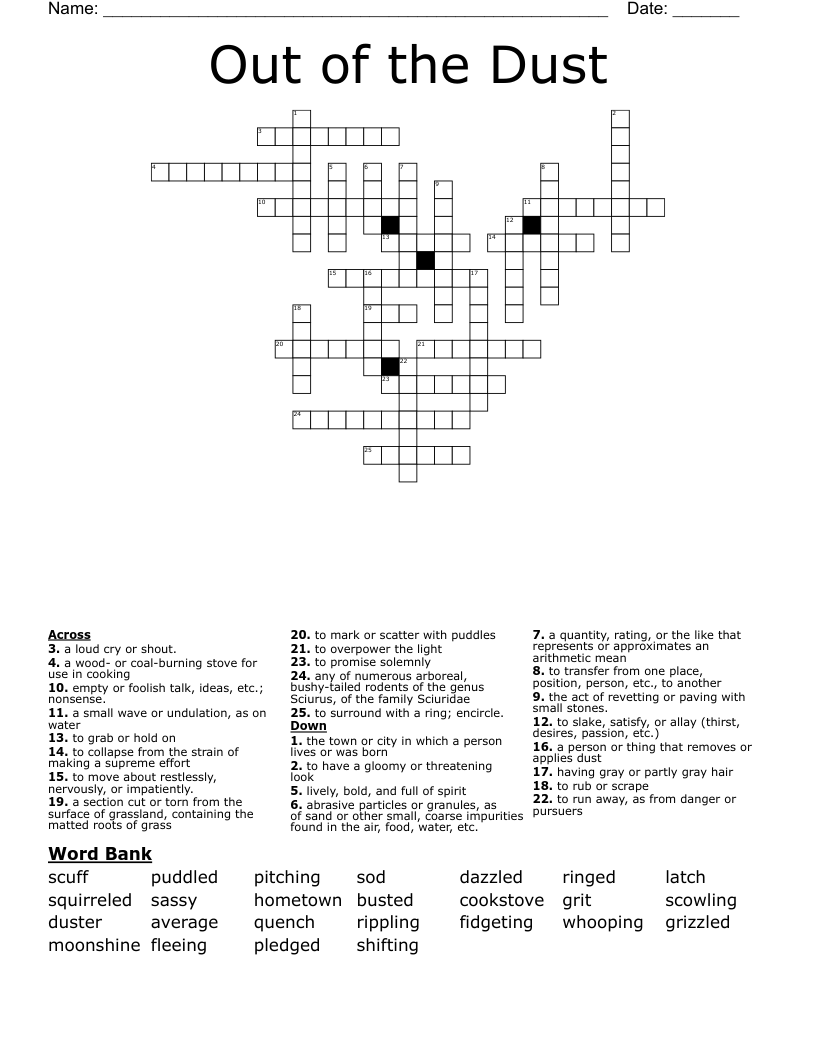 Out of the Dust  Crossword