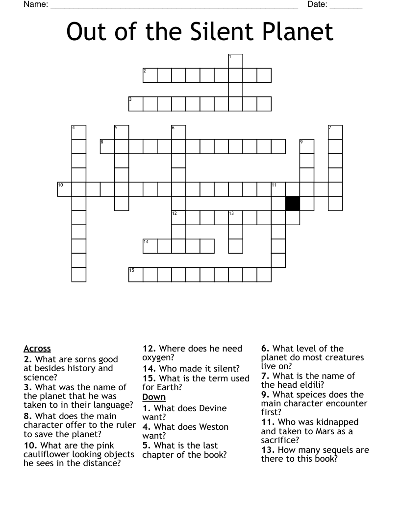 Out of the Silent Planet Crossword