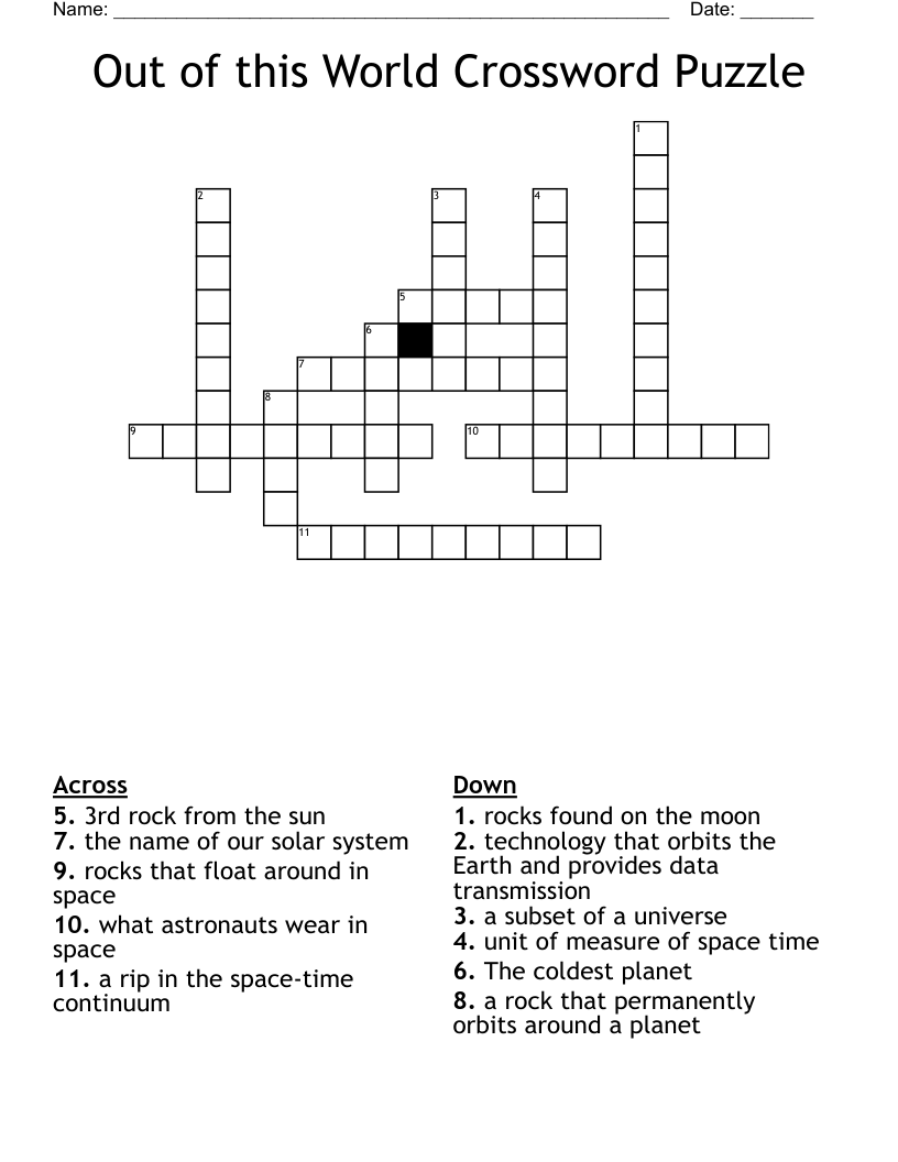 Out of this World Crossword Puzzle
