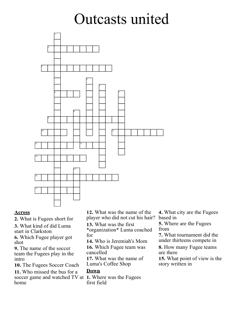 Outcasts united Crossword