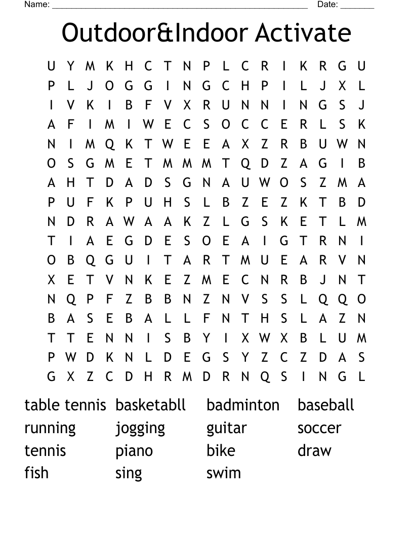 Outdoor&Indoor Activate Word Search