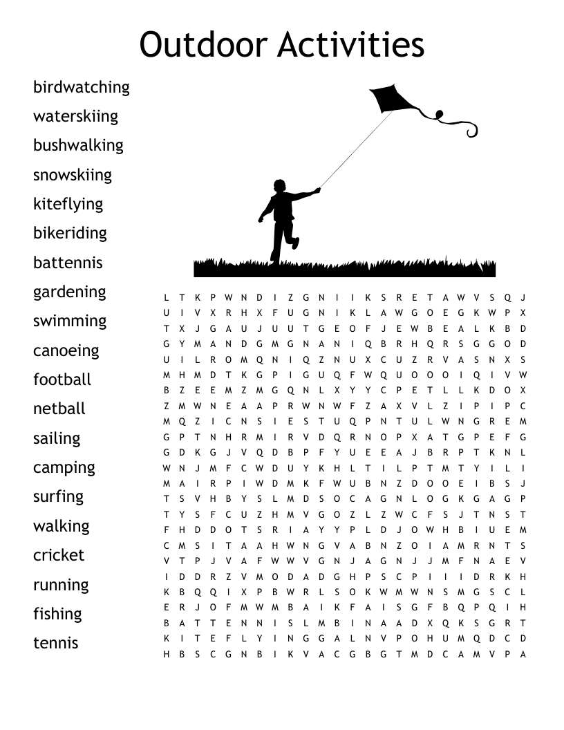 Outdoor Activities Word Search