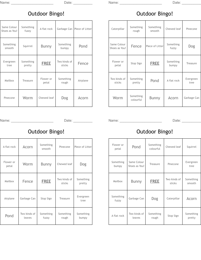 Outdoor Bingo!