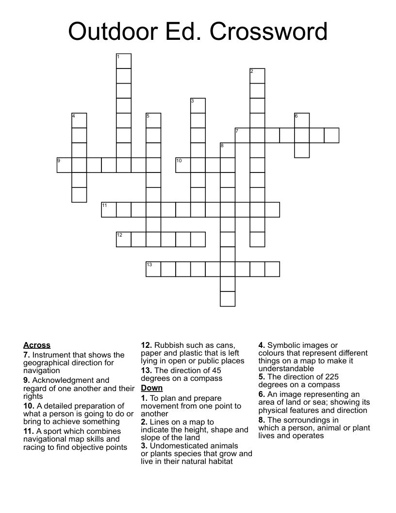 Outdoor Ed. Crossword