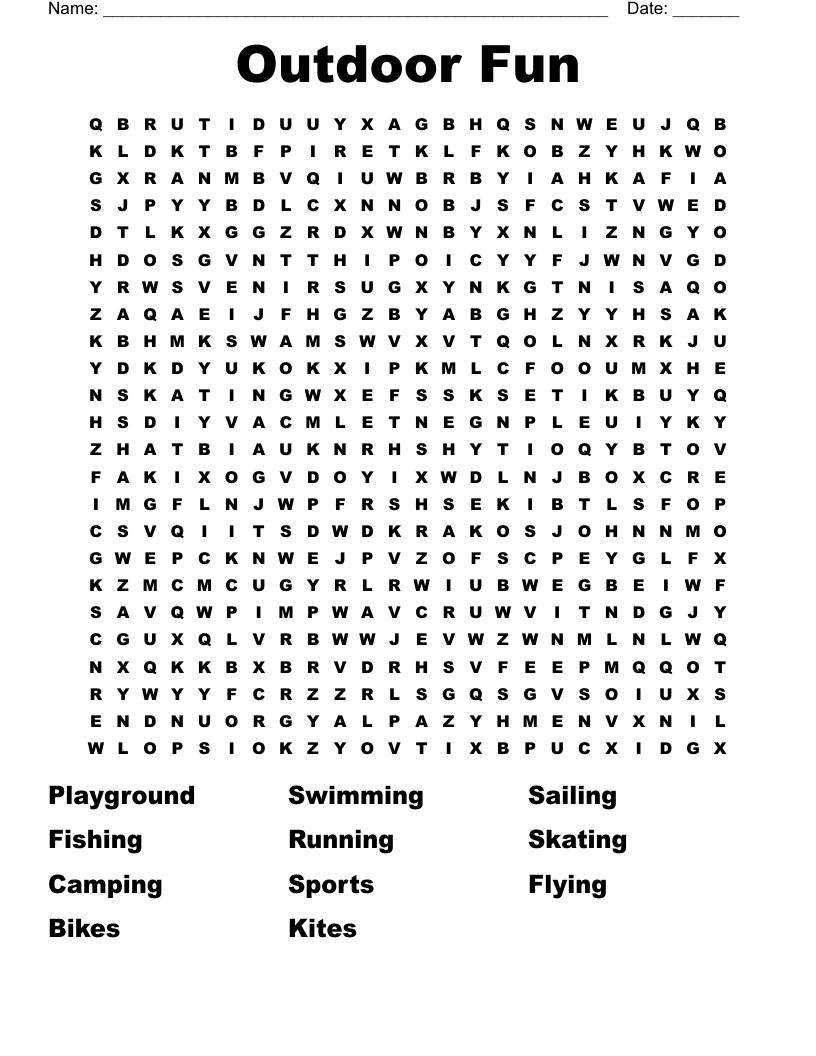 Outdoor Fun Word Search