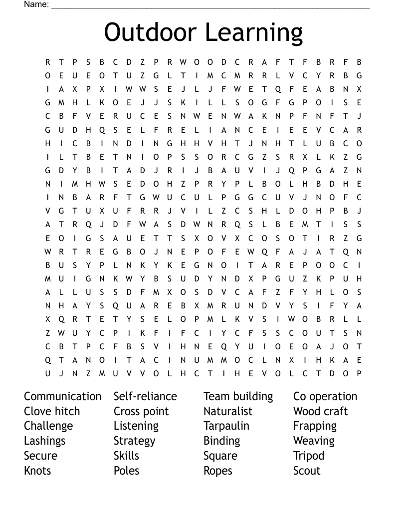 Outdoor Learning Word Search