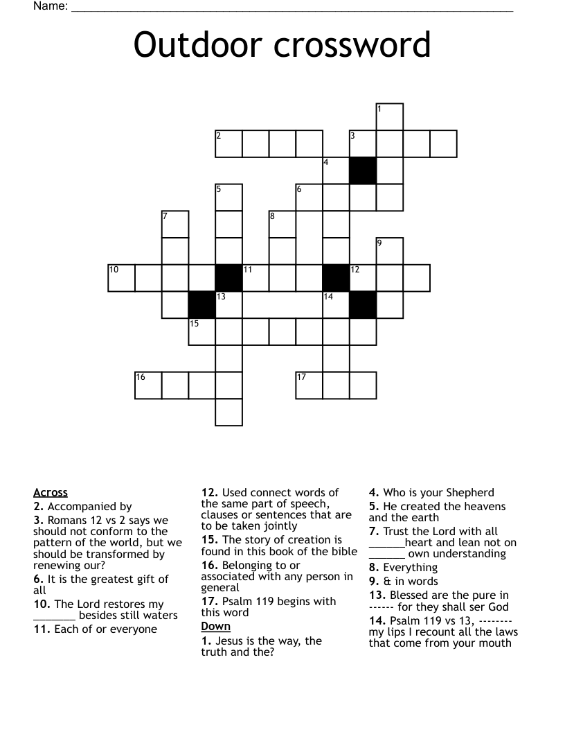 Outdoor crossword