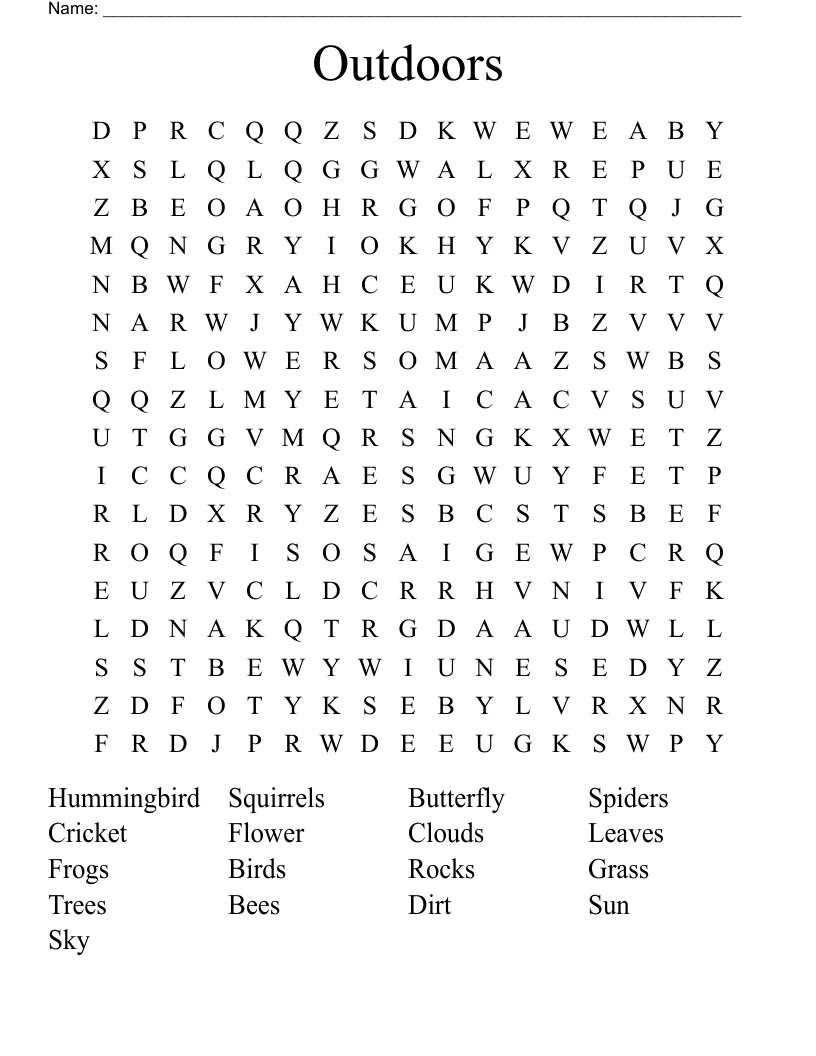 Outdoors Word Search