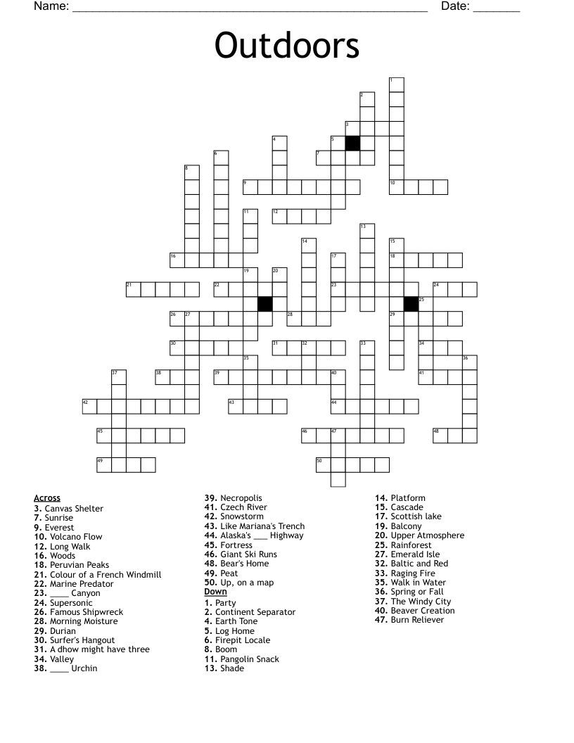 Outdoors Crossword