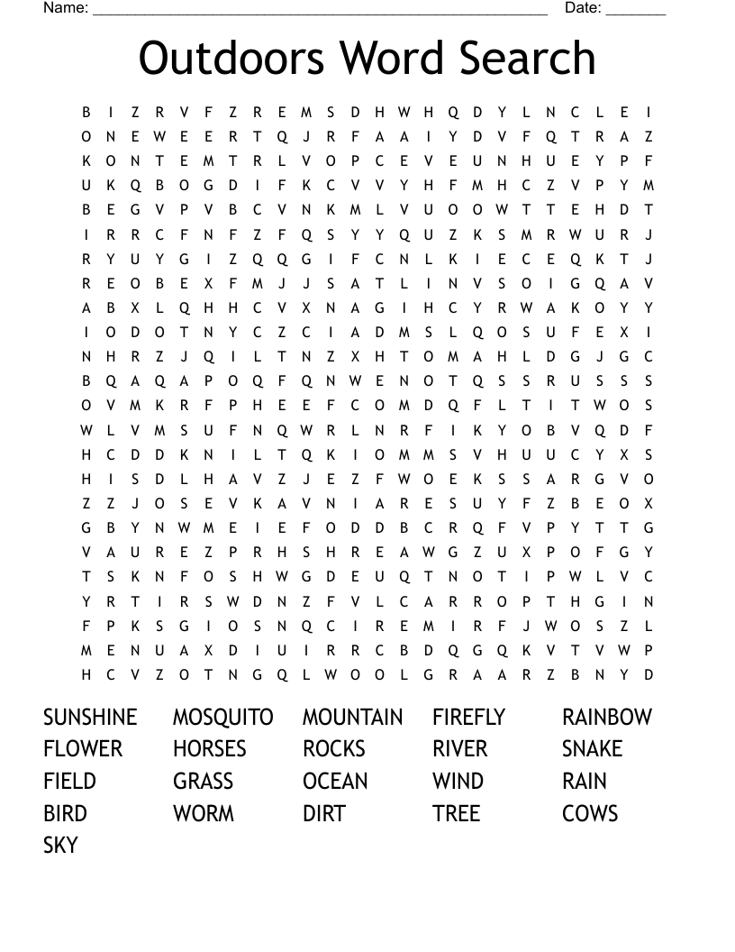 Outdoors Word Search