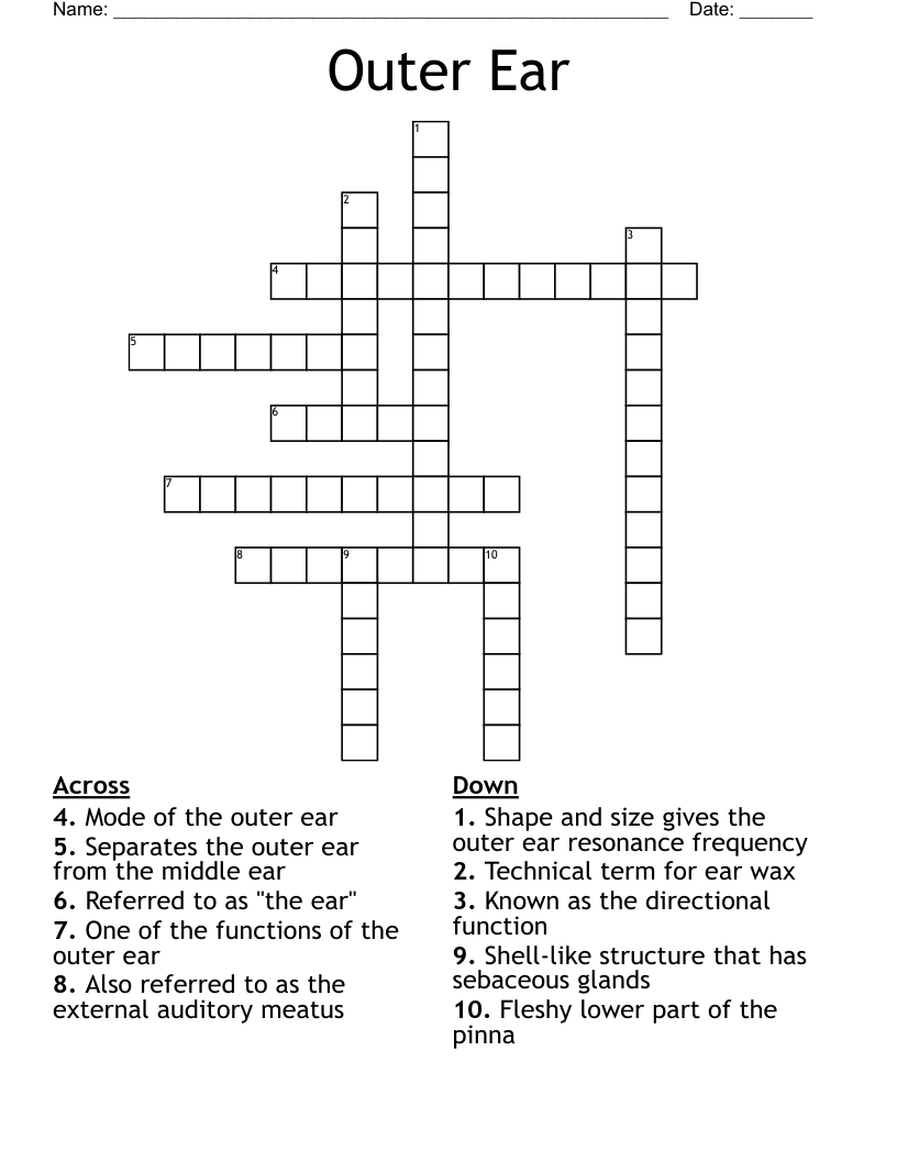 Outer Ear Crossword