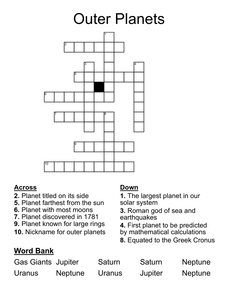 Outer Planets Crossword