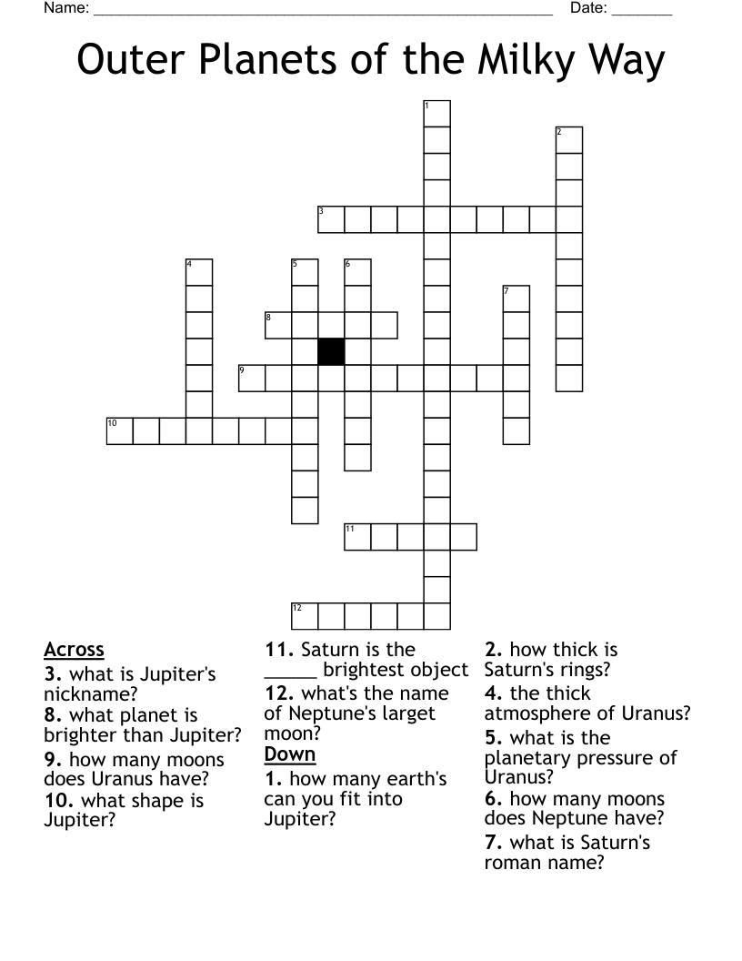 Outer Planets of the Milky Way Crossword