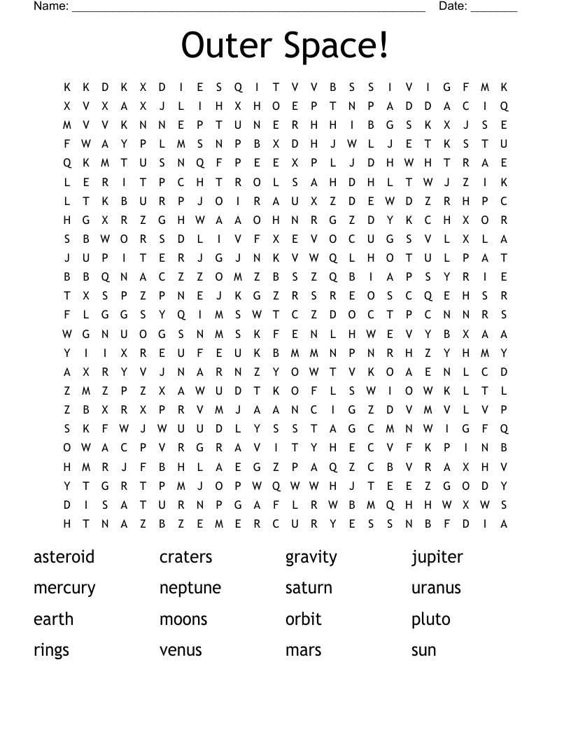 Outer Space! Word Search