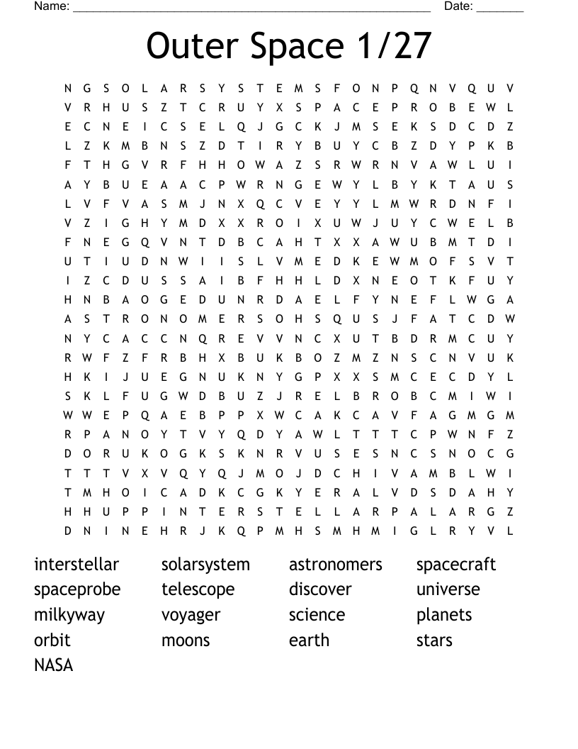 Outer Space 1/27 Word Search