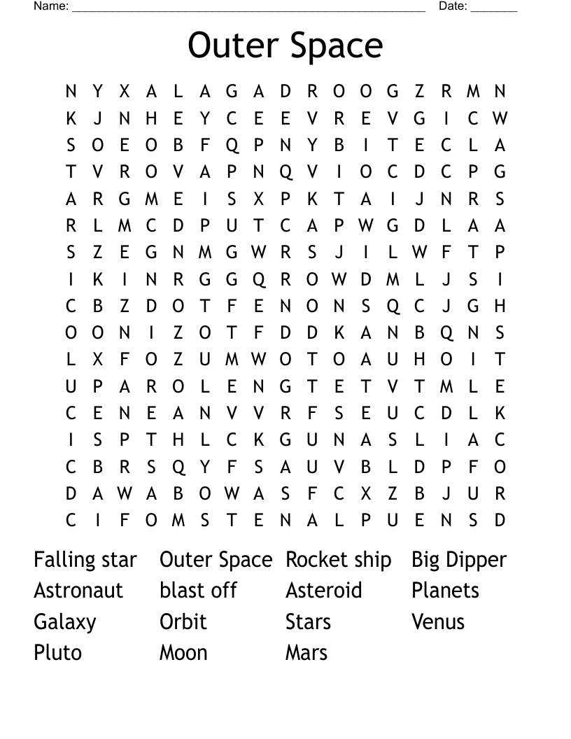 Outer Space Word Search