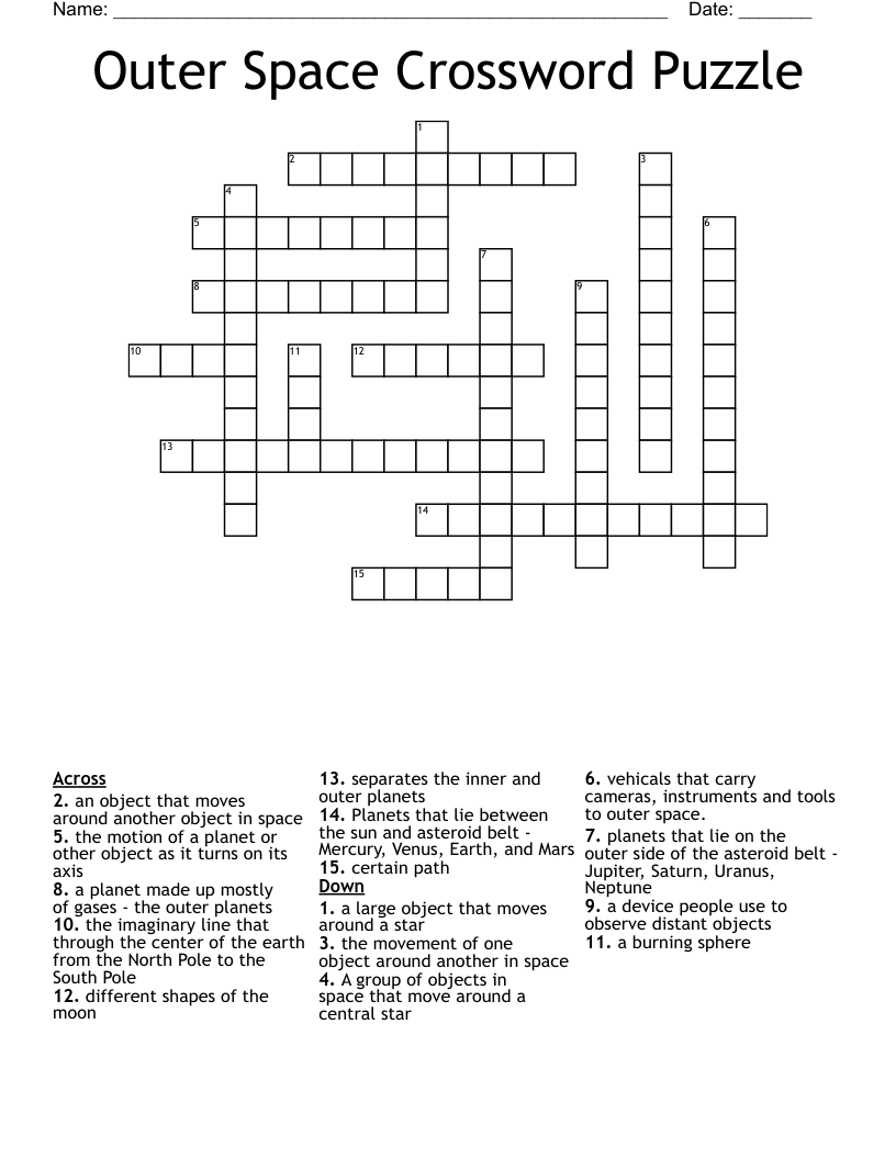 Outer Space Crossword Puzzle
