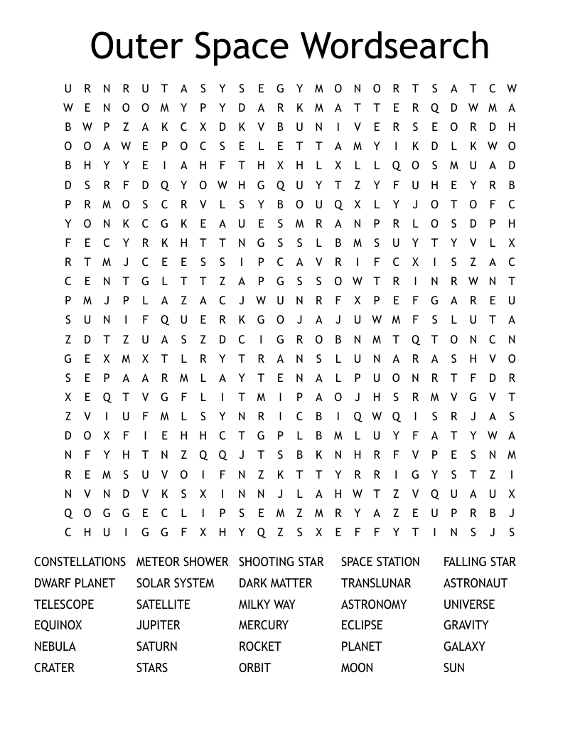 Outer Space Wordsearch