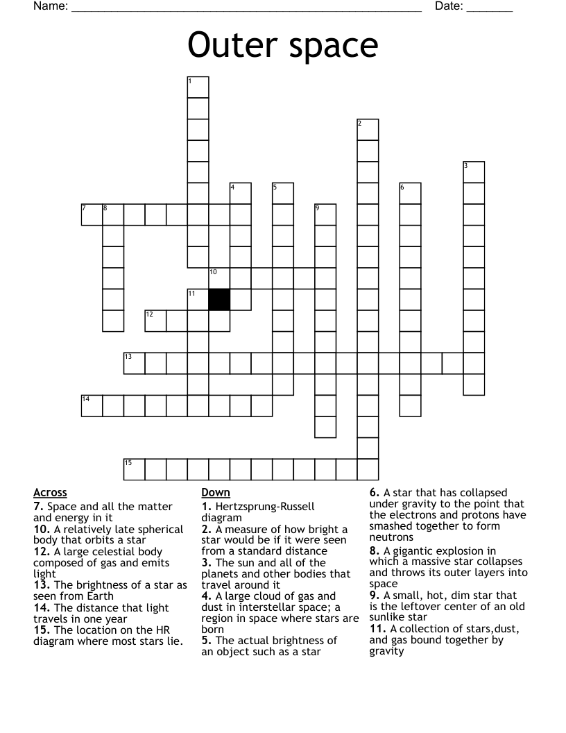 Outer space Crossword