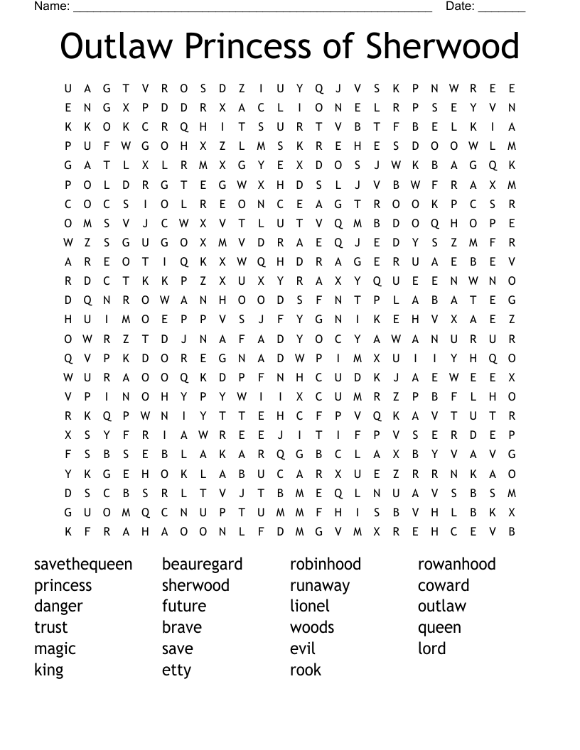 Outlaw Princess of Sherwood Word Search