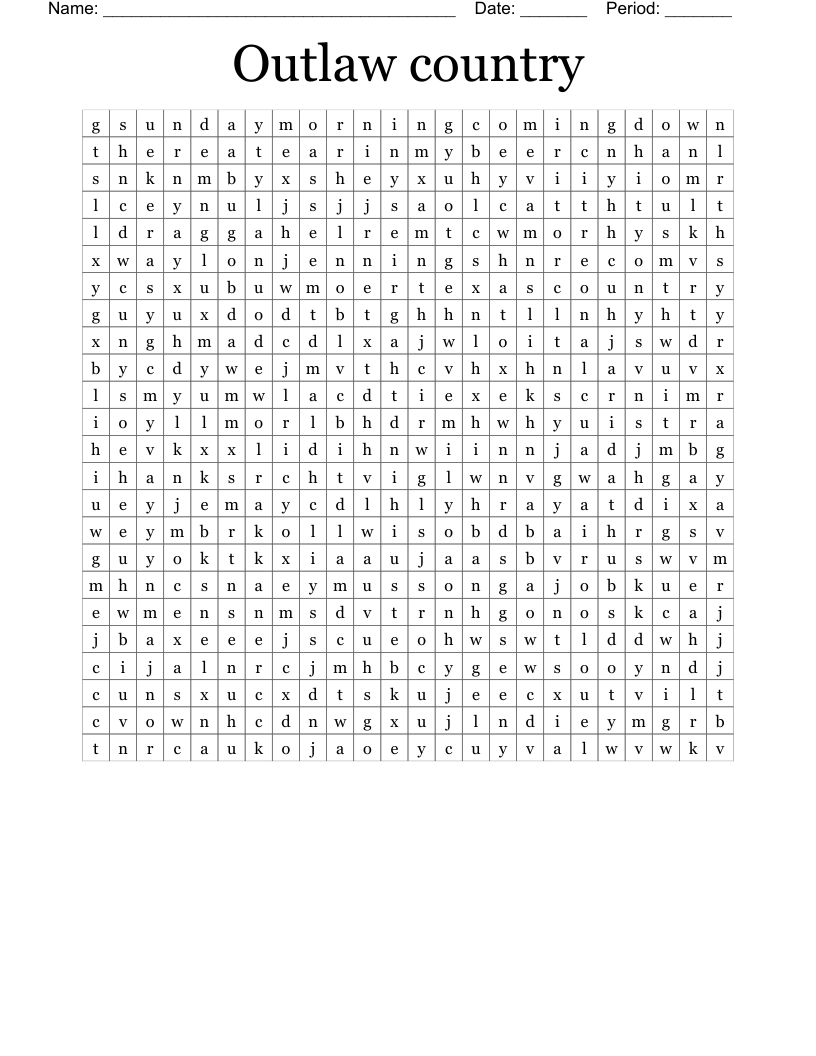 Outlaw country Word Search