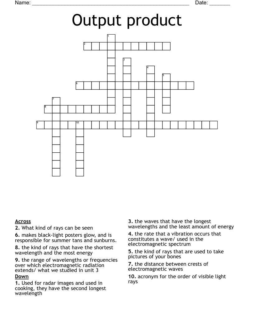 Output product Crossword
