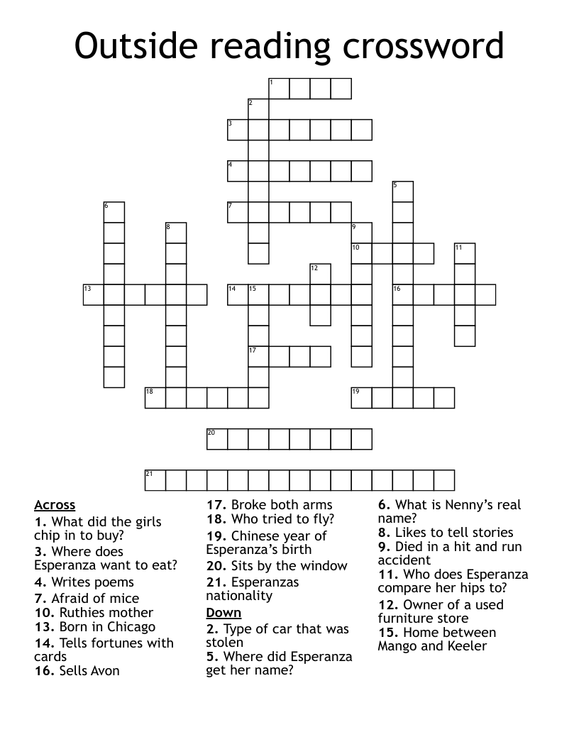 Outside reading crossword