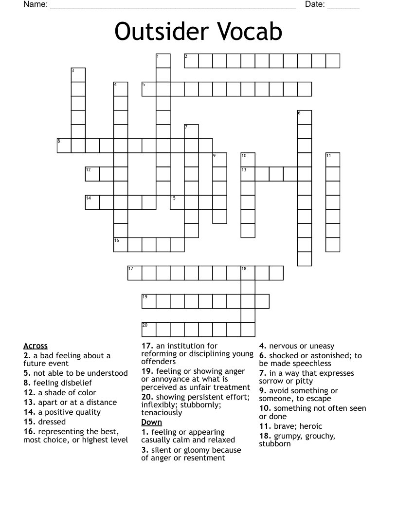 Outsider Vocab Crossword