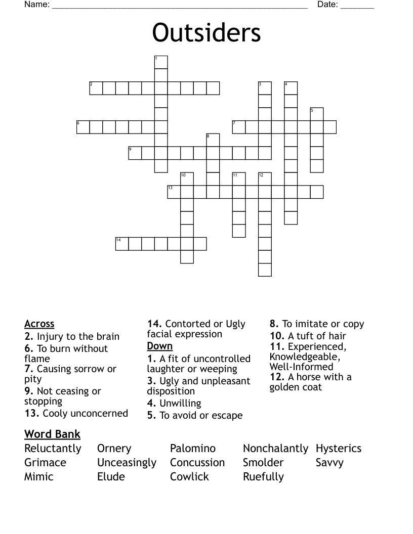 Outsiders Crossword