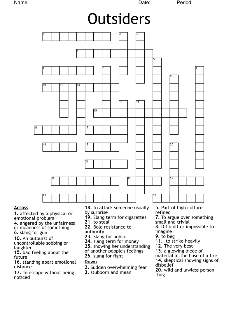 Outsiders Crossword