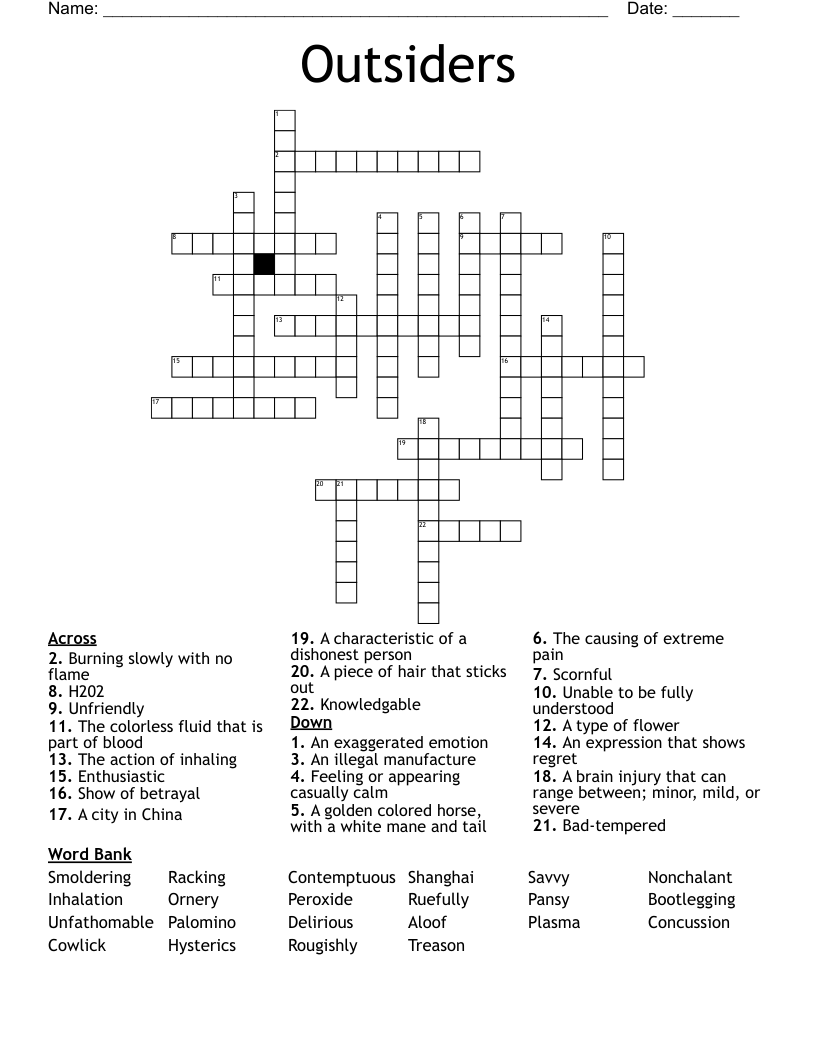 Outsiders Crossword