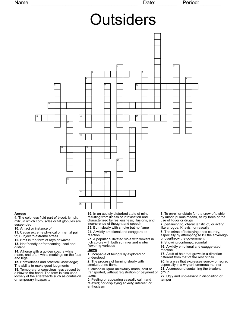 Outsiders Crossword