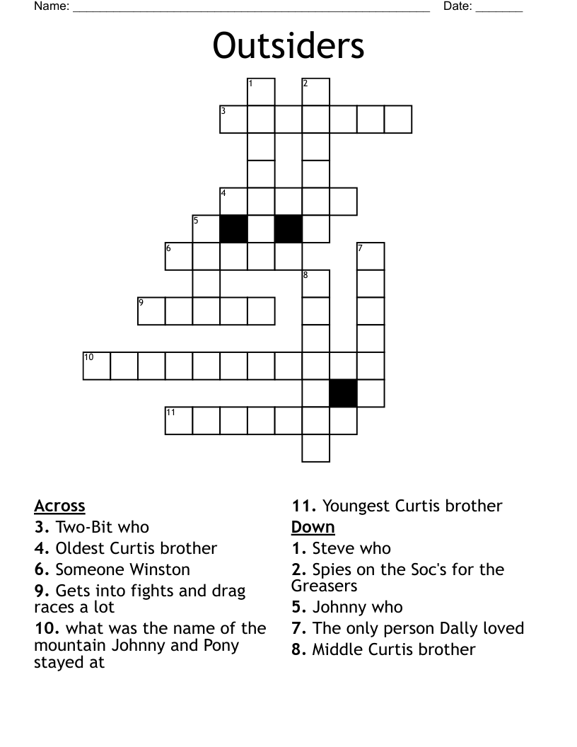 Outsiders Crossword