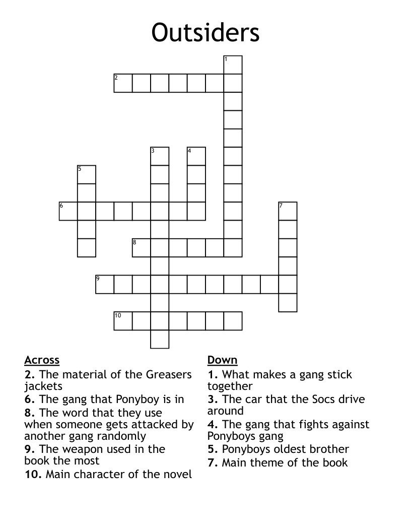 Outsiders Crossword