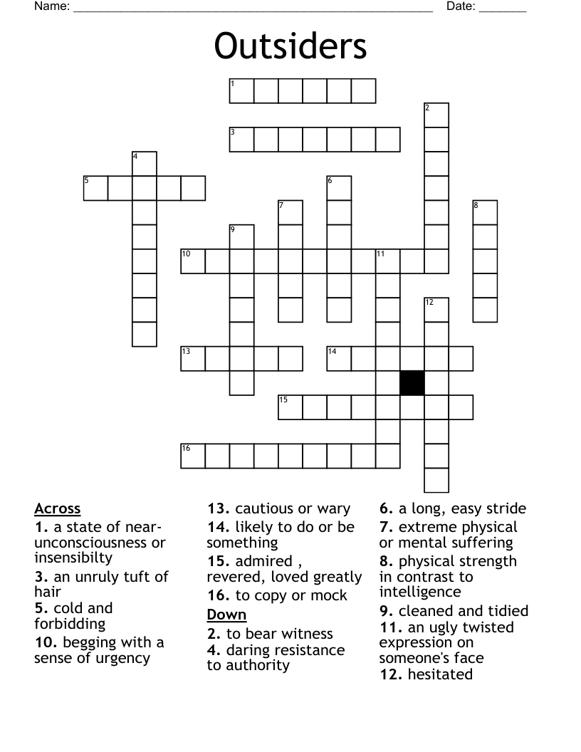 Outsiders Crossword