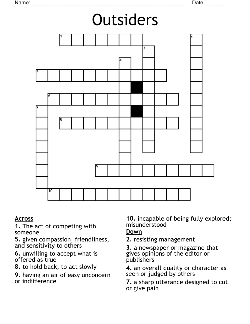 Outsiders Crossword