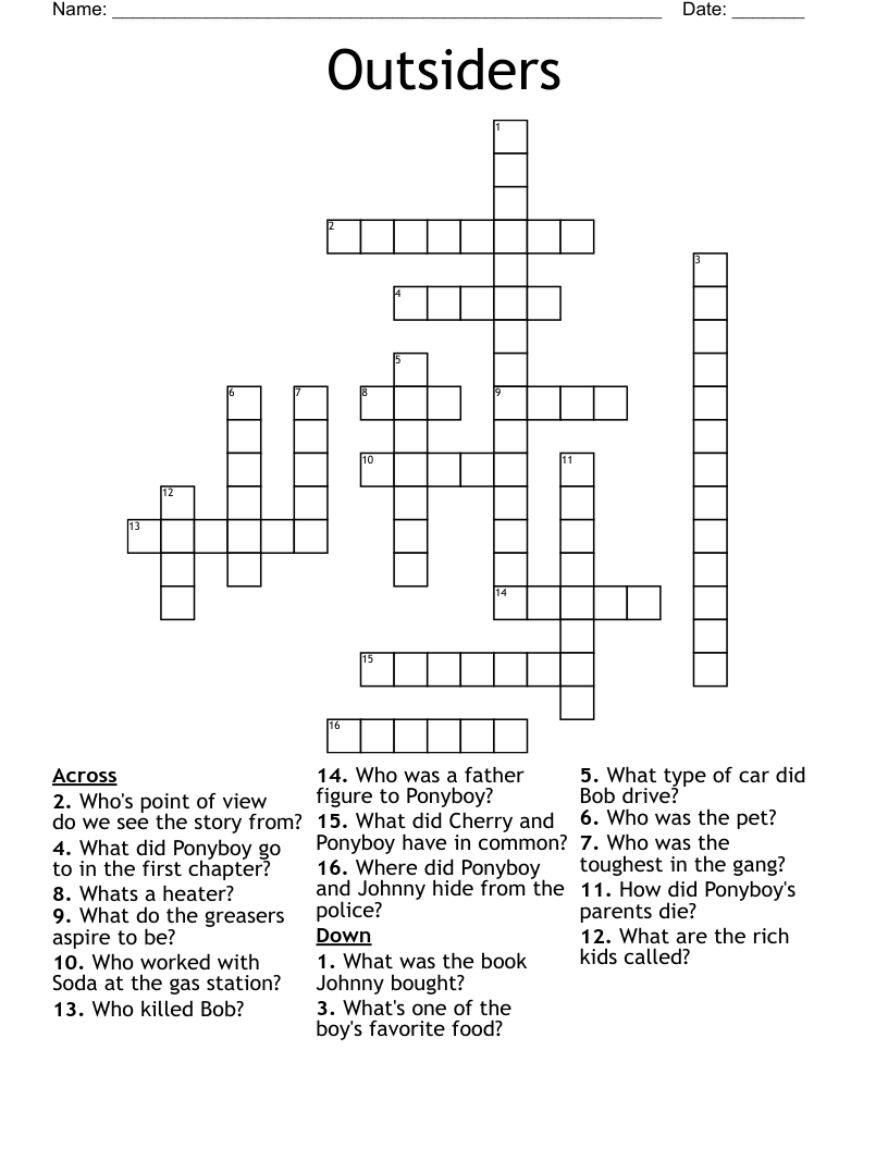 Outsiders Crossword